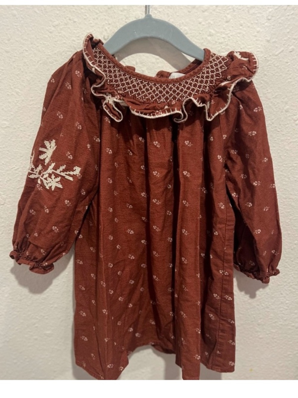 Zara Brown Kids Shirt with Embroidered Details